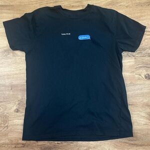 Black Graphic Tee with Blue Accent
